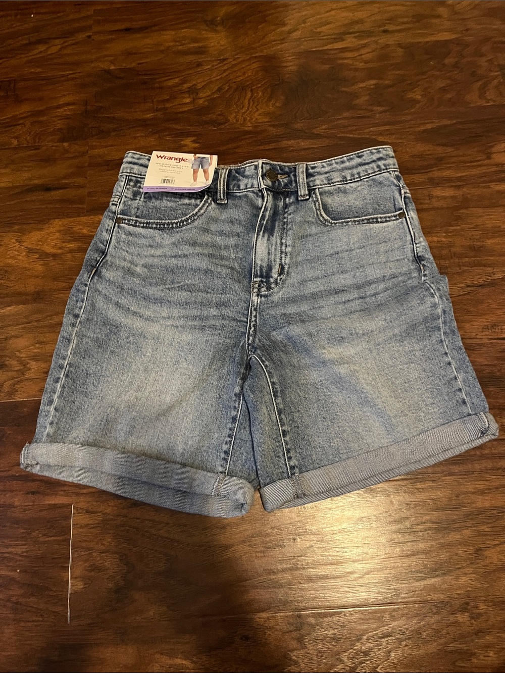 Wrangler Womenβs Light Wash Denim Cuffed Shorts